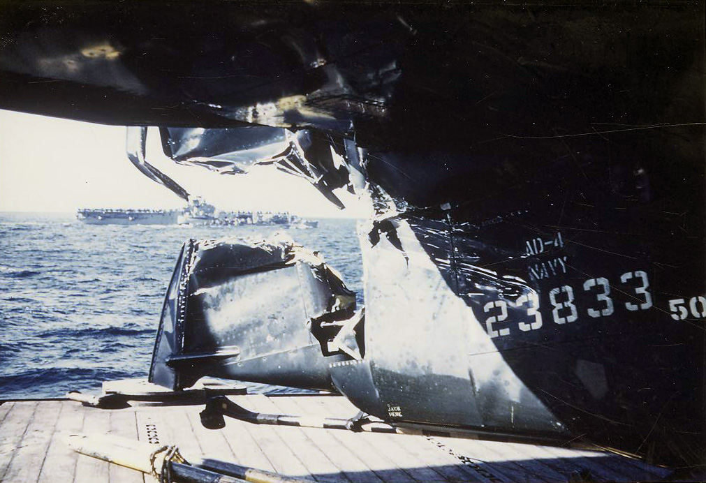 123833 AD-4 hit by F9F-2 VF-831,