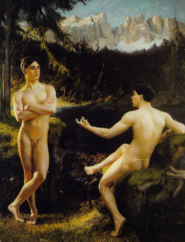 Gottfried Hofer Male nudes by a